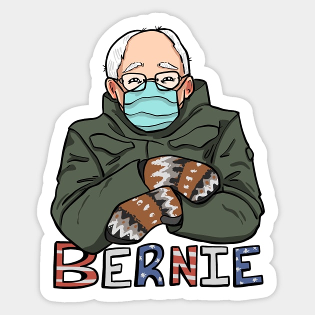 Bernie and his mittens Sticker by Alexandra Franzese